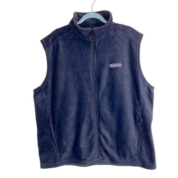 Columbia Charcoal Gray Fleece Vest Mock Neck Full Zip-up Pockets NWOT Size XL - Picture 1 of 15